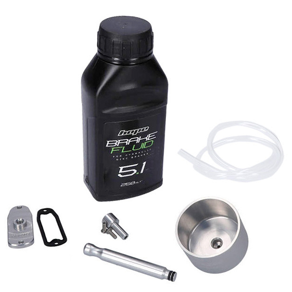 Hope Tech 4 Easy Brake Bleed Kit with DOT 5.1 brake fluid and bleed fittings