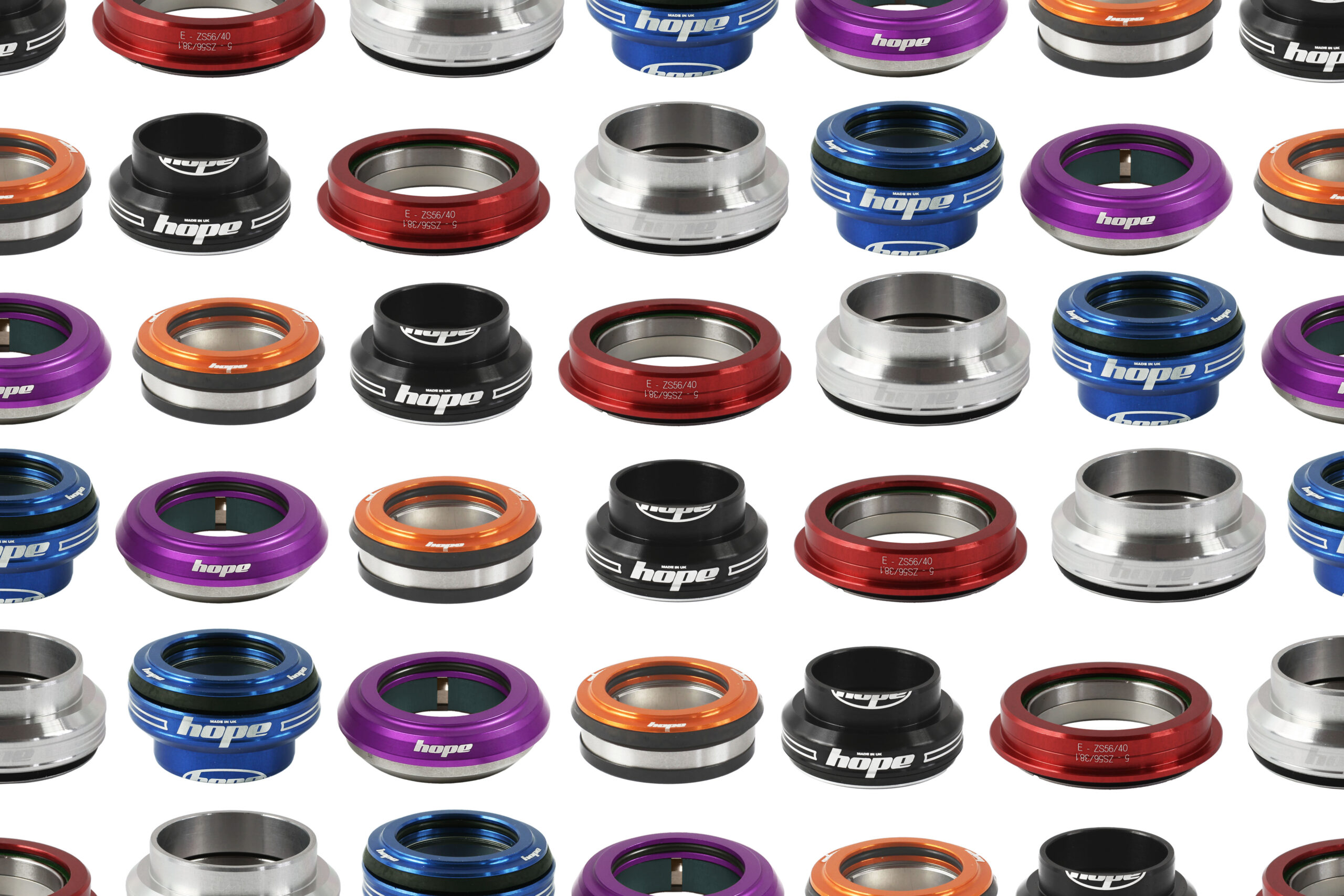Hope headset cups in black red silver blue purple and orange finishes
