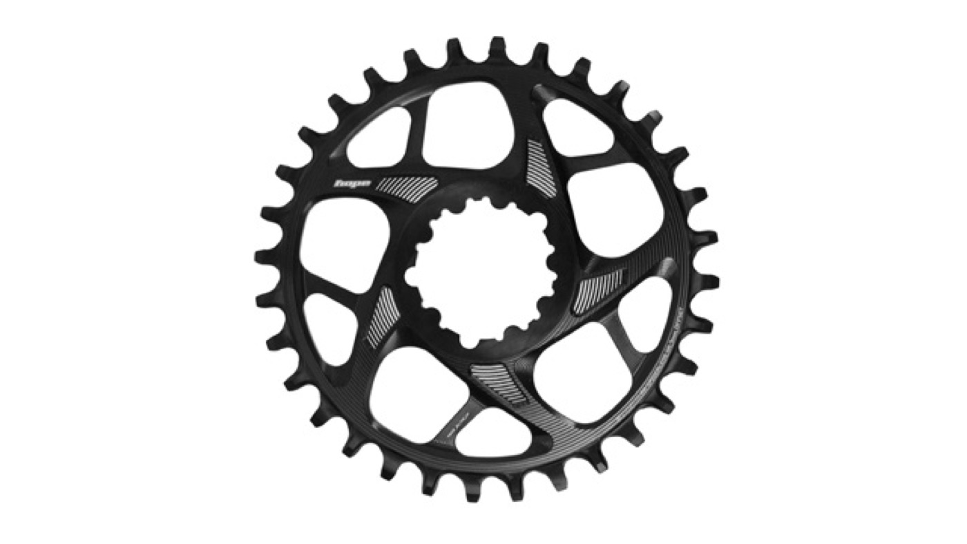 Hope R22 spiderless chainring in black showing asymmetric narrow-wide tooth profile