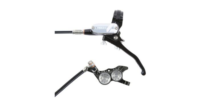 Hope Tech 4 V4 brake with black lever and silver accents