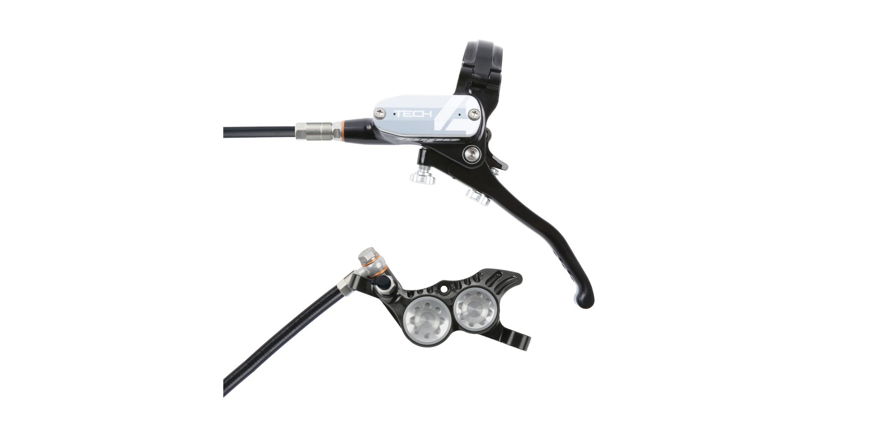 Hope Tech 4 V4 brake in black and silver with lever and caliper
